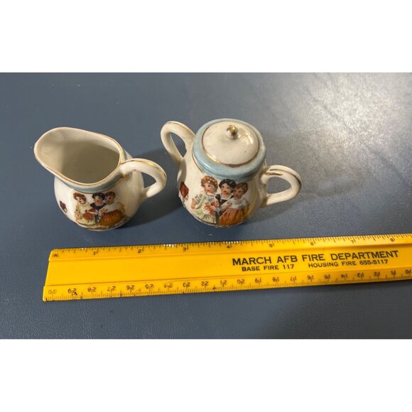 Antique Child’s Miniature Cream & Covered Sugar Set, Made in Germany 3” - Picture 2 of 16